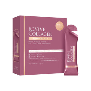 Revive Collagen Enhanced Plus supplement packaging on a white background