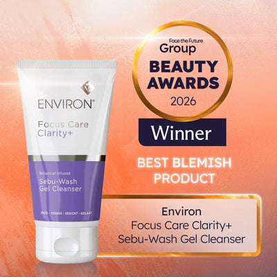 Environ focus care clarity sebu wash gel cleanser winner of best blemish product, Face the Future Beauty Awards 2026