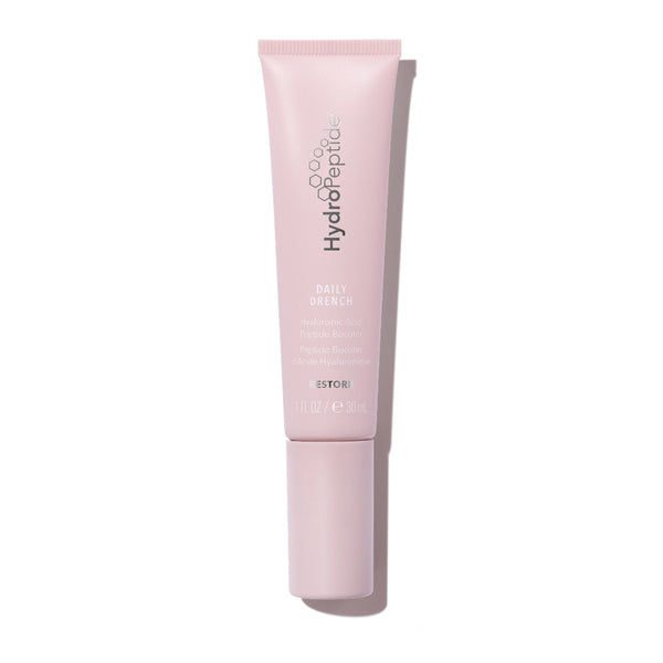 Pink skincare tube labeled 'Estée Lauder HydroPeptide' on a white background