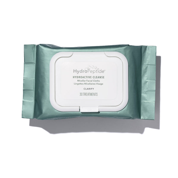 HydroPeptide facial wipes packaging on a white background