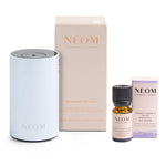 NEOM Wellbeing Pod Mini+ Waterless Essential Oil Diffuser - White and Perfect Night's Sleep Essential Oil Blend Duo (Worth £92)