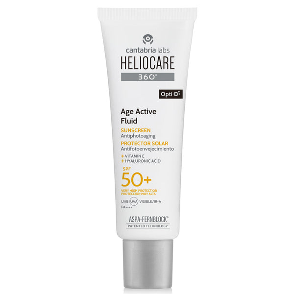 Heliocare sunscreen fluid tube on a white background