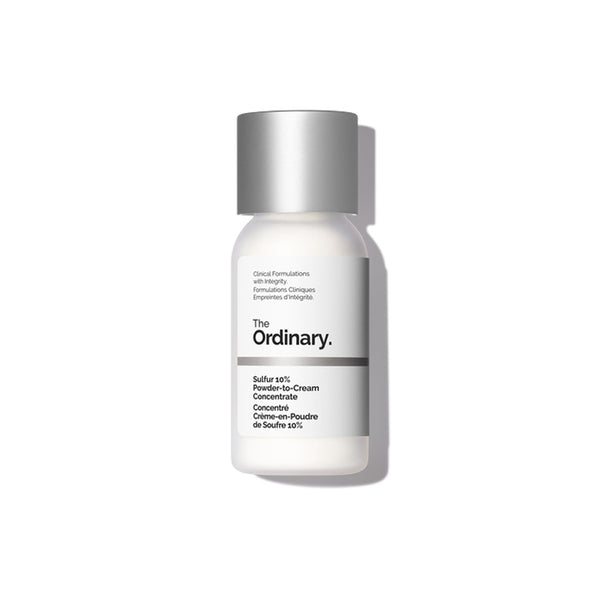 Skincare bottle labeled 'The Ordinary' on a white background