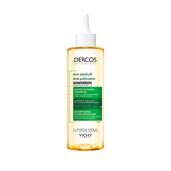 Vichy Dercos Anti-Dandruff Water to Foam Shampoo, for Curls and Coils 200ml