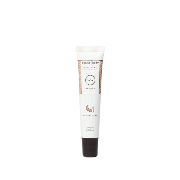 Tube of frank body lip tint on a white background