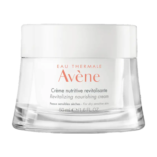 Avene revitalizing nourishing cream jar on a white background