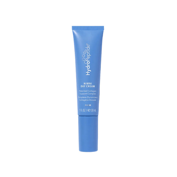 Blue tube of Hydropeptide cream on a light gray background