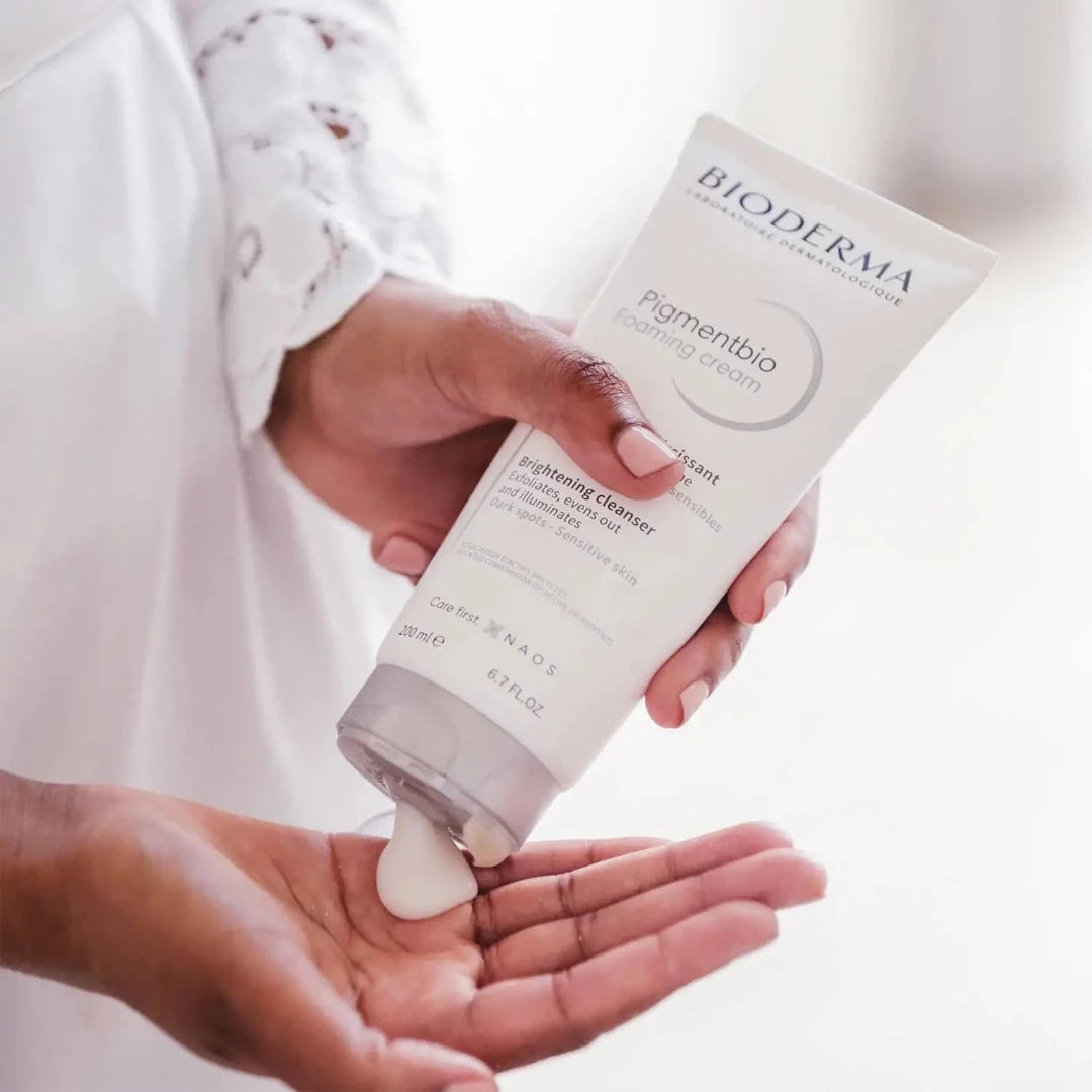 Model using Bioderma Pigmentbio Brightening and Exfoliating Cleanser Anti-Dark Spot