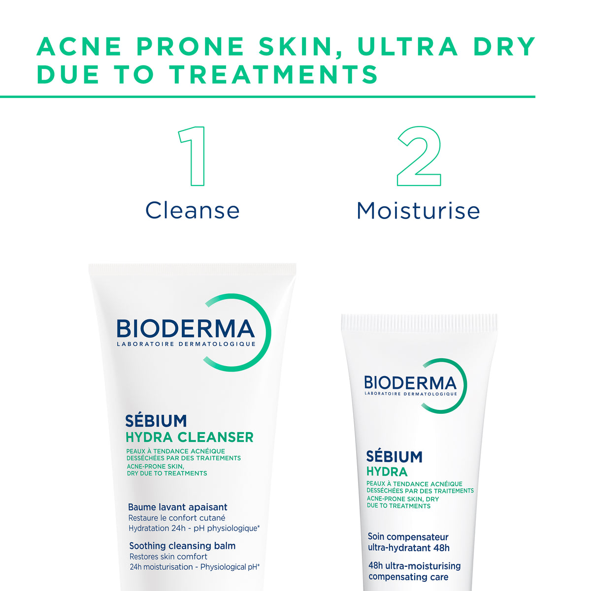 Bioderma Sebium Hydra Cleanser Gentle & Nourishing Face Wash for Dry and Sensitive Acne-prone skin 200ml