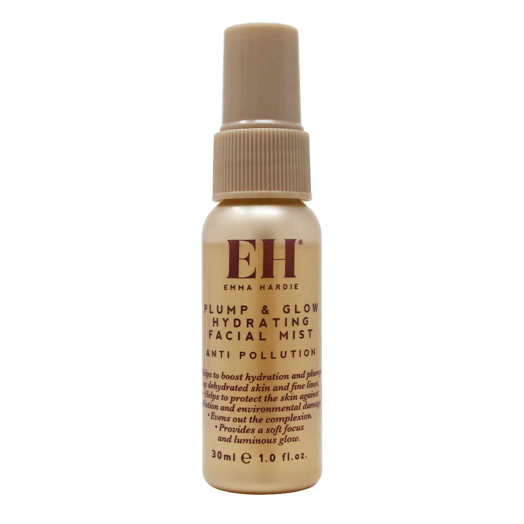 Emma Hardie plump and glow hydrating facial mist bottle on a white background
