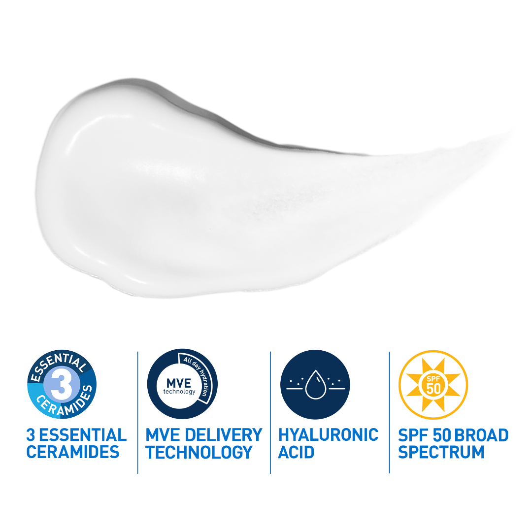 CeraVe AM Facial Moisturising Lotion SPF50 with Ceramides & Vitamin E for Normal to Dry Skin 52ml
