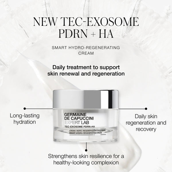 Germaine de Capuccini skincare cream jar with product features on a white background