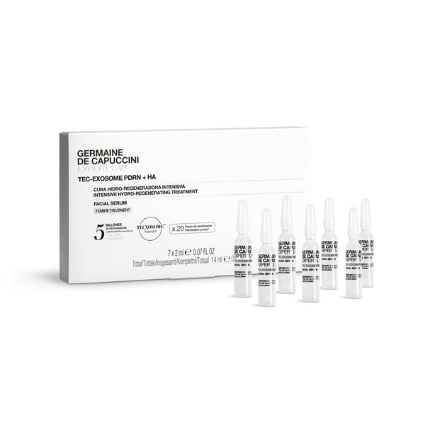 Germaine de Capuccini skincare treatment with ampoules and packaging on a white background