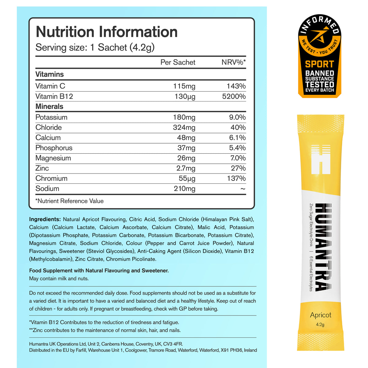 Humantra Apricot Electrolyte Powder, 20 Sachets