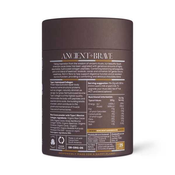Ancient + Brave Cacao + Collagen Supplements Tub