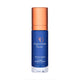 Blue skincare bottle with bronze cap on a white background
