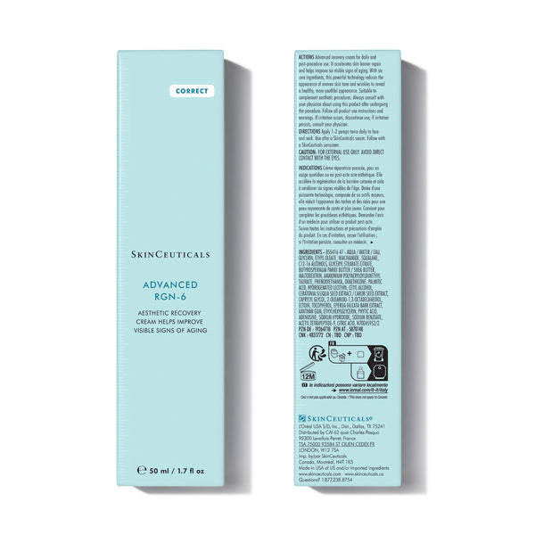 SkinCeuticals Advanced RGN-6 skincare product packaging with text on a white background