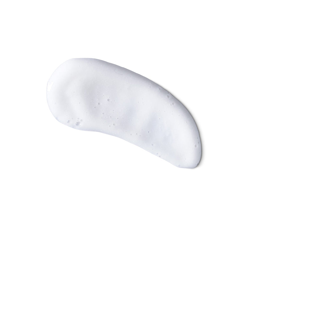 White cream swatch on a white background