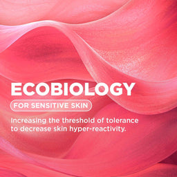 Ecobiology product for sensitive skin with pink and red abstract design
