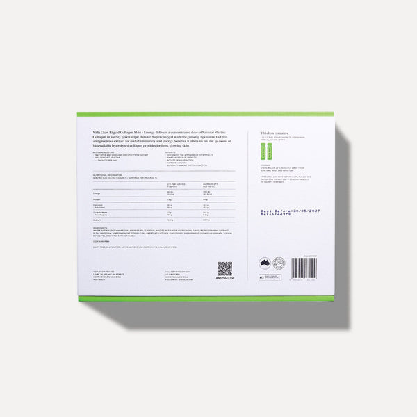 Back of a product packaging with text and QR code on a white background