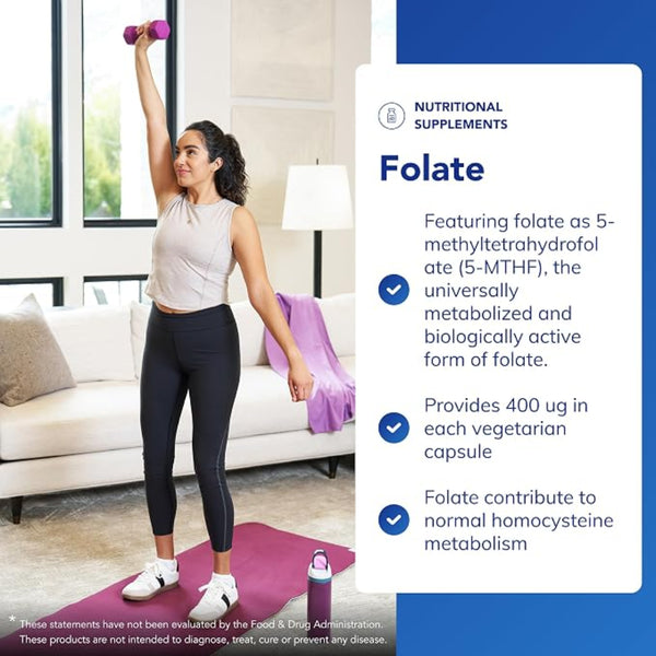 Woman exercising with dumbbells in a living room, with a supplement information overlay on the right.