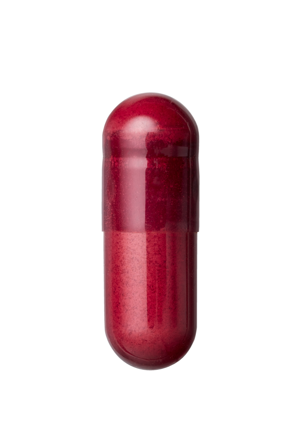 Red cylindrical object on a white background