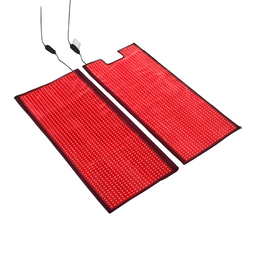 Two red LED panels on a white background