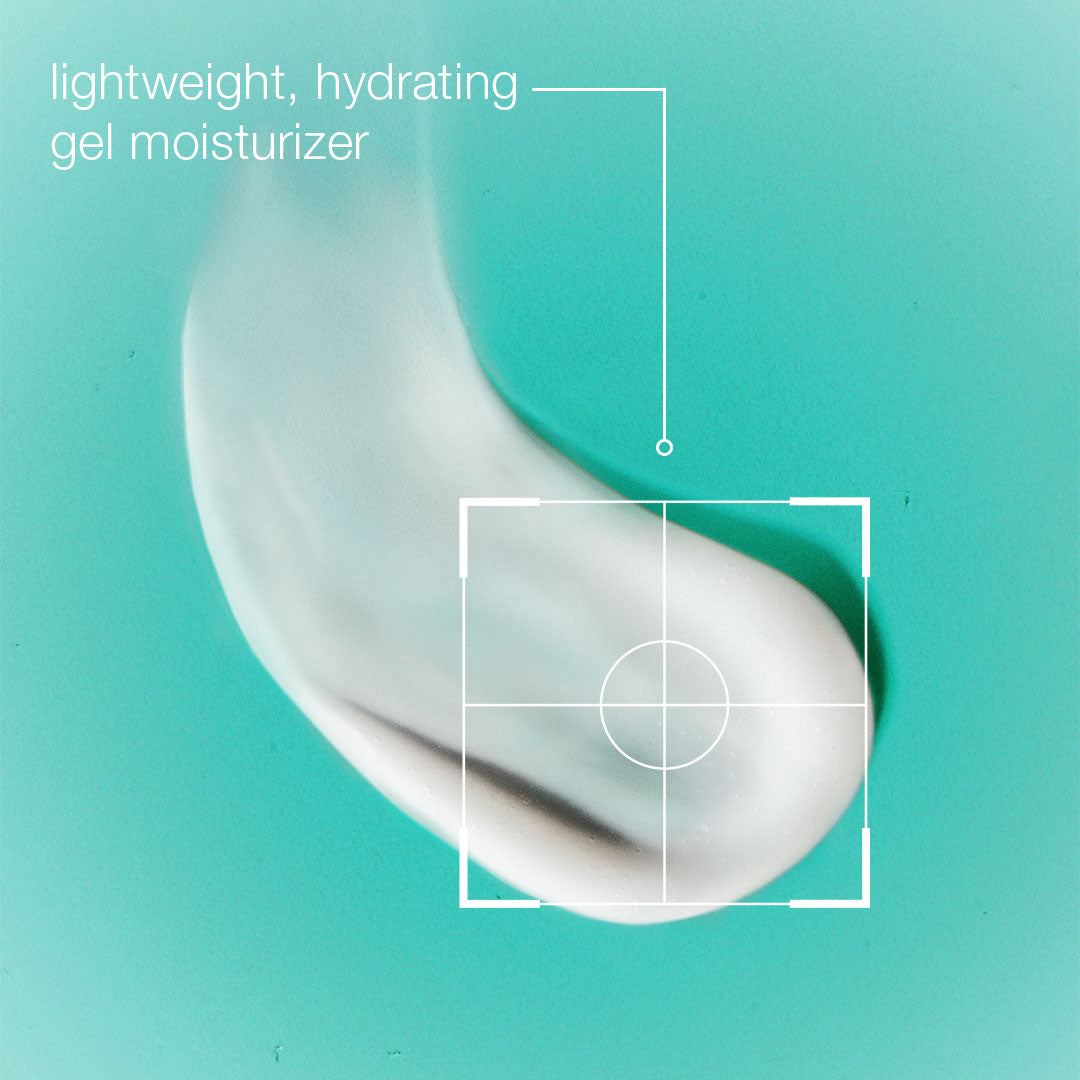 Lightweight hydrating gel moisturizer on a teal background