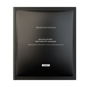 Black SkinCeuticals Biocellulose Restorative Masque packaging on a white background