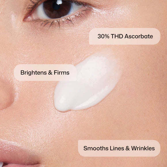 Skincare product application on skin with text indicating benefits