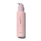 Pink bottle with pump dispenser on a white background