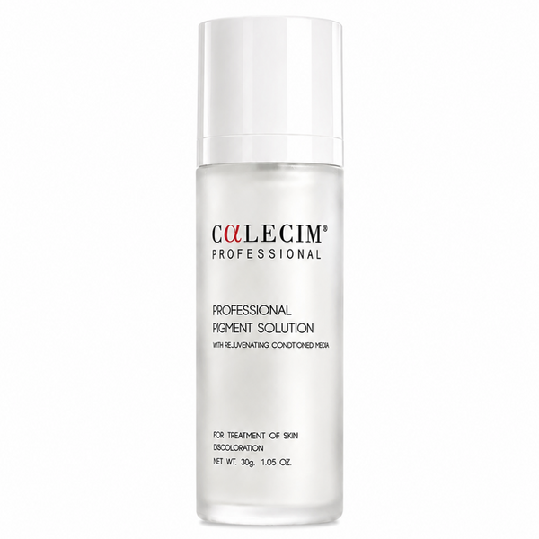 A 1.00 oz frosted glass bottle of Collecim Professional Pigment Solution with a white cap, shown on a clean white background.