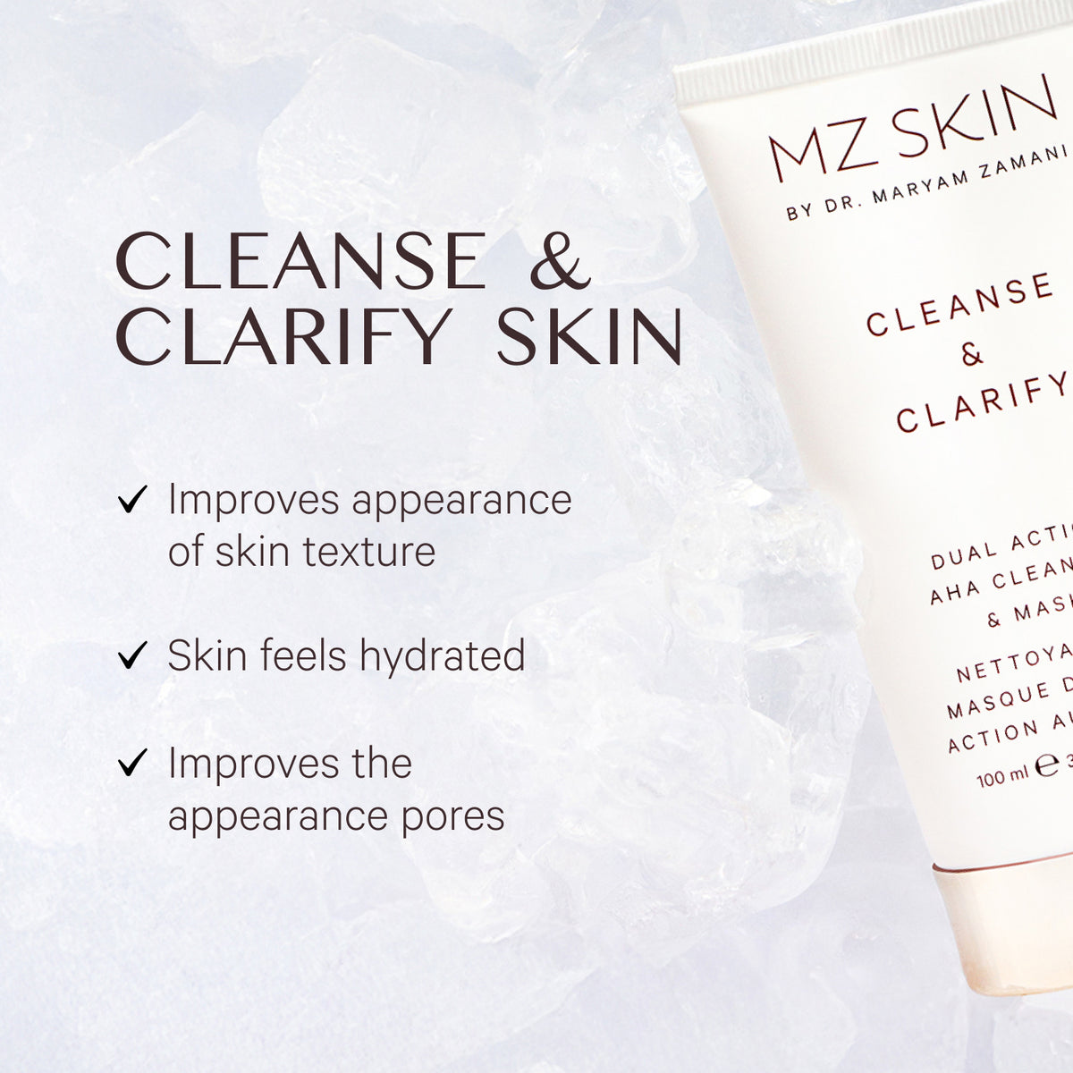MZ SKIN Cleanse & Clarify Dual Action AHA Cleanser & Mask 100ml