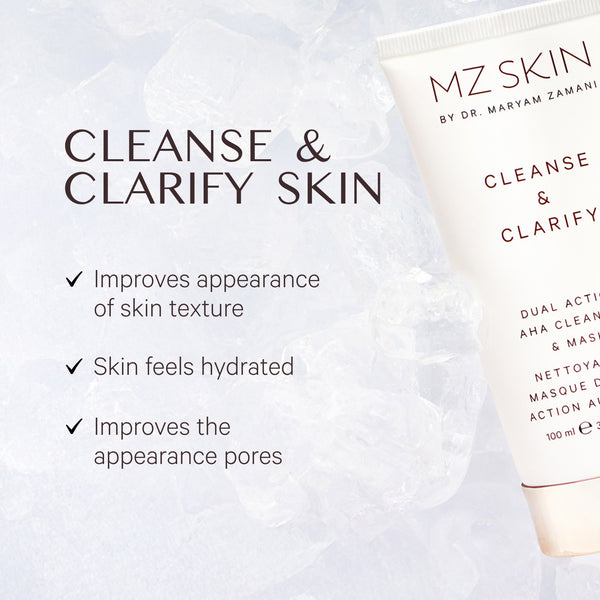 MZ SKIN Cleanse & Clarify Dual Action AHA Cleanser & Mask 100ml