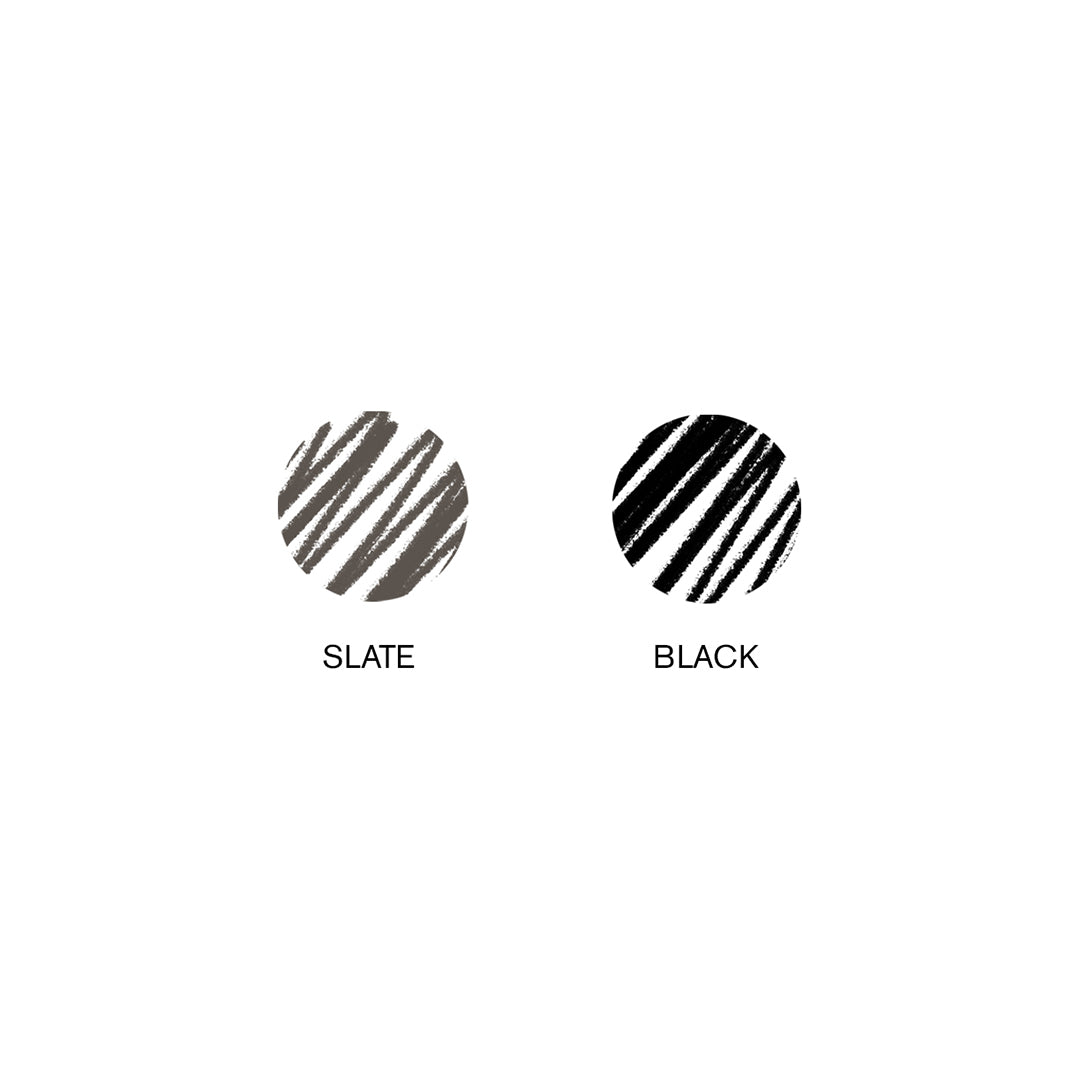 Two circular patterns labeled 'Slate' and 'Black' on a white background