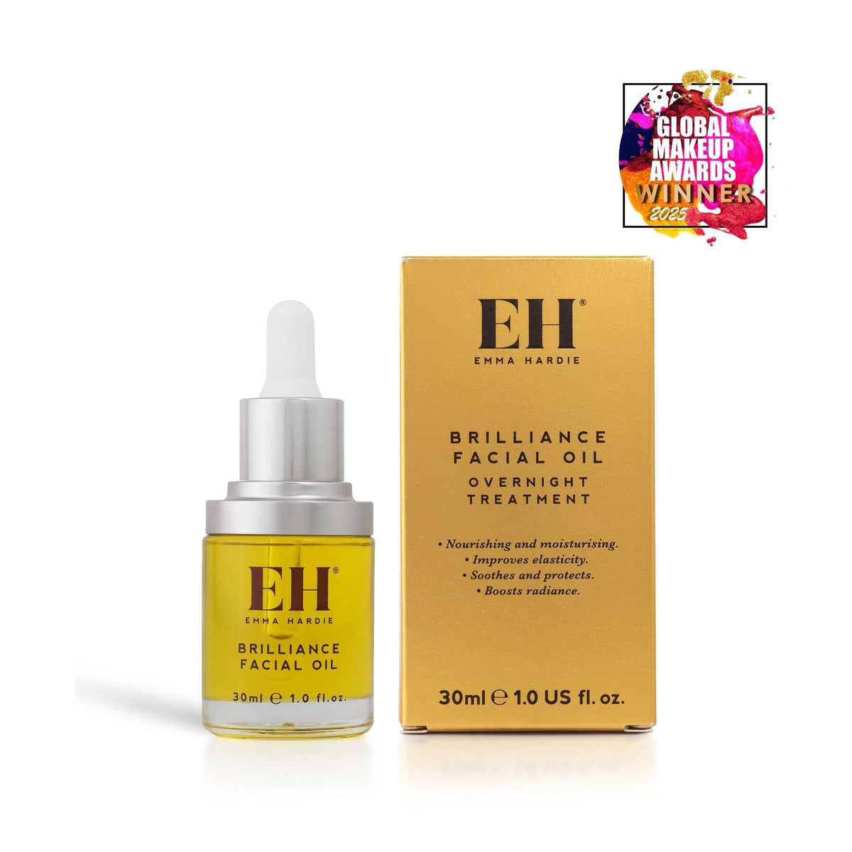 Award winning Emma Hardie Brilliance Facial Oil.

Global Make Up  Awards 2025:
GOLD Best Natural Skincare Product