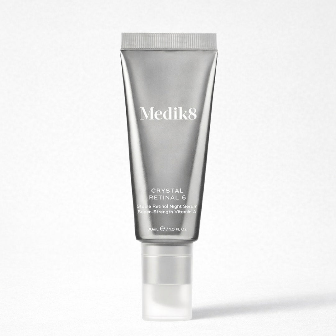 Medik8 Crystal Retinal 6 skincare serum tube on a white background