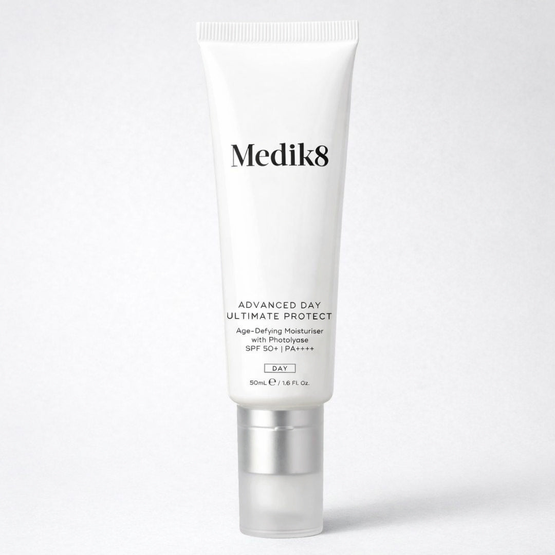 Medik8 skincare tube on a white background