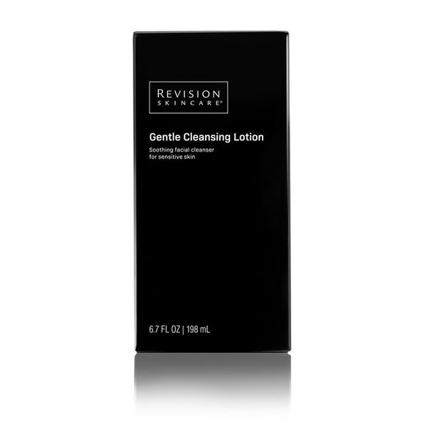 A tall black rectangular box of Revision Skincare Papaya Enzyme Cleanser on a white background with a soft reflection below.