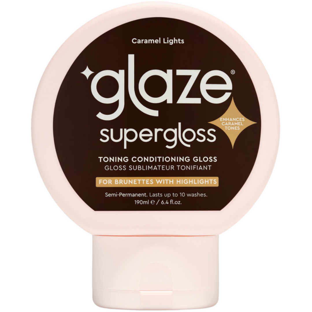 Glaze supergloss hair gloss container on a white background