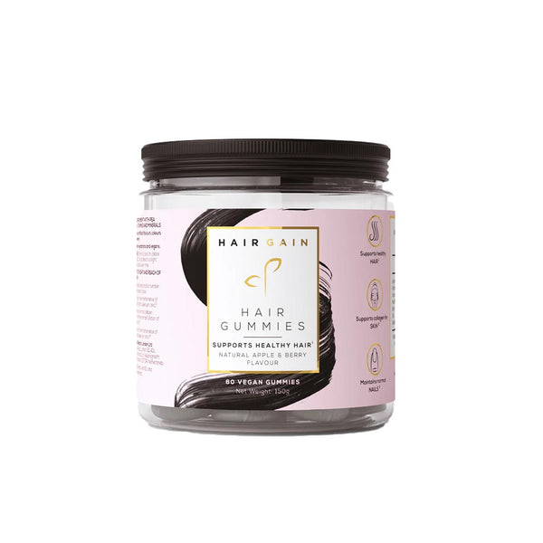 Jar of Hair Gain hair gummies on a white background
