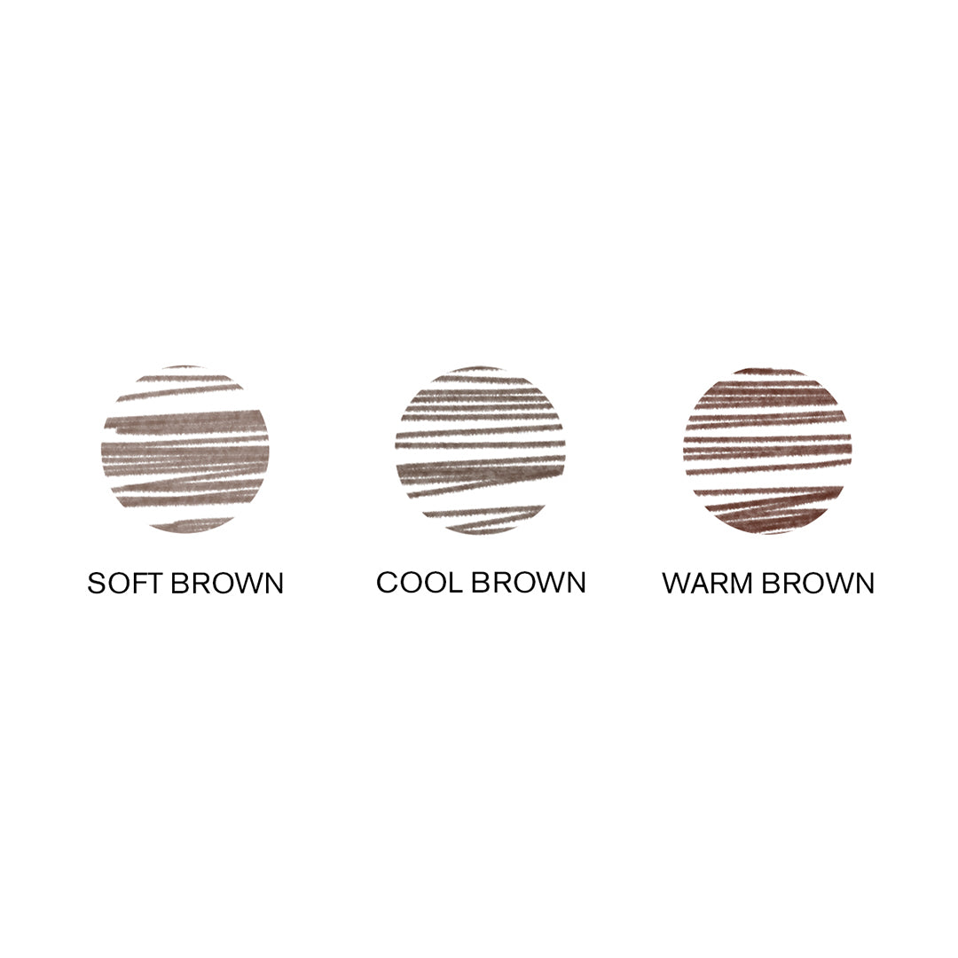 Three brown color swatches labeled 'Soft Brown', 'Cool Brown', and 'Warm Brown' on a white background.