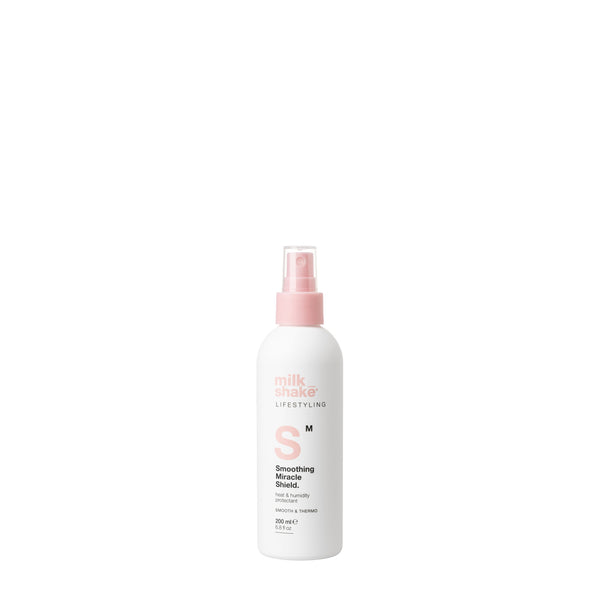 White spray bottle with pink nozzle on a white background