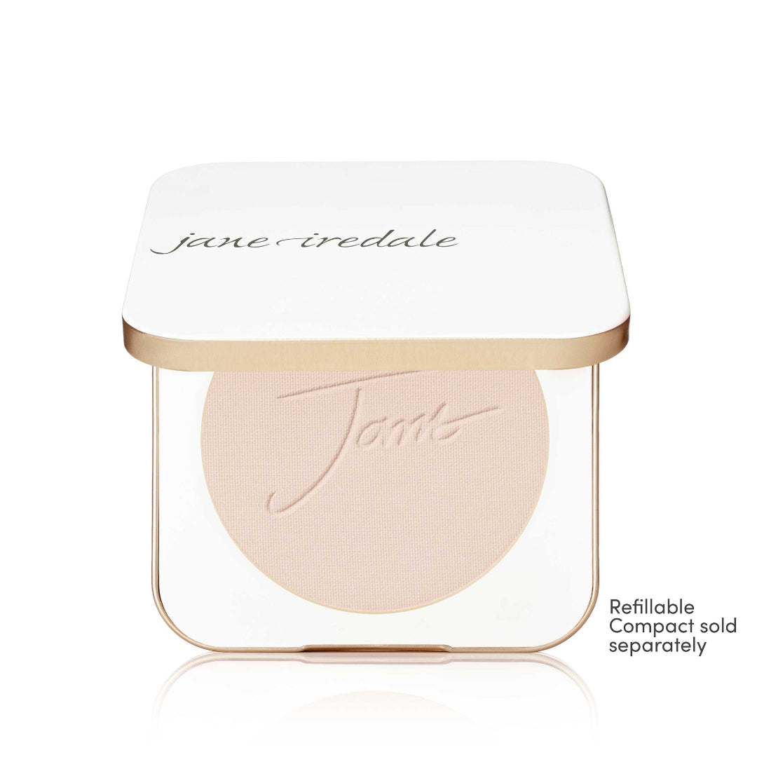 Jane Iredale compact powder with clear case on white background