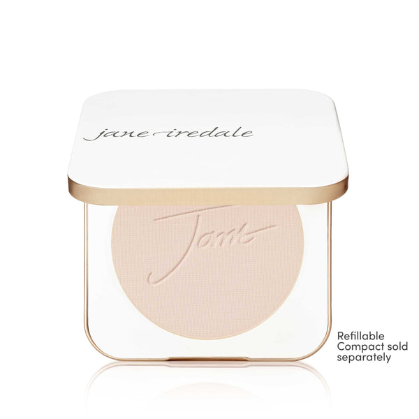 Jane Iredale compact powder with clear case on white background