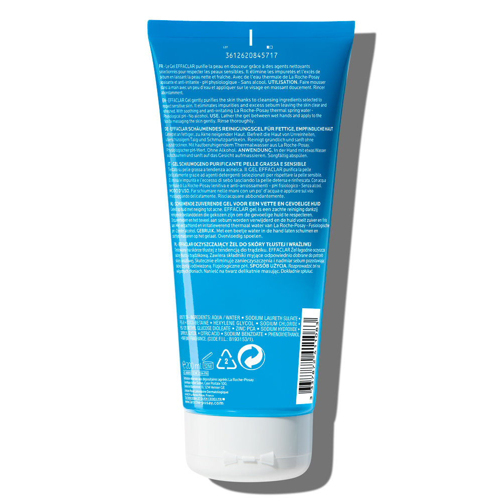 La Roche-Posay Effaclar Purifying Foaming Gel 200ml packet reverse