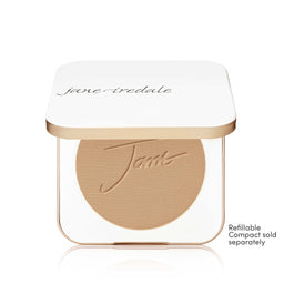 Jane Iredale compact powder with open lid on a white background