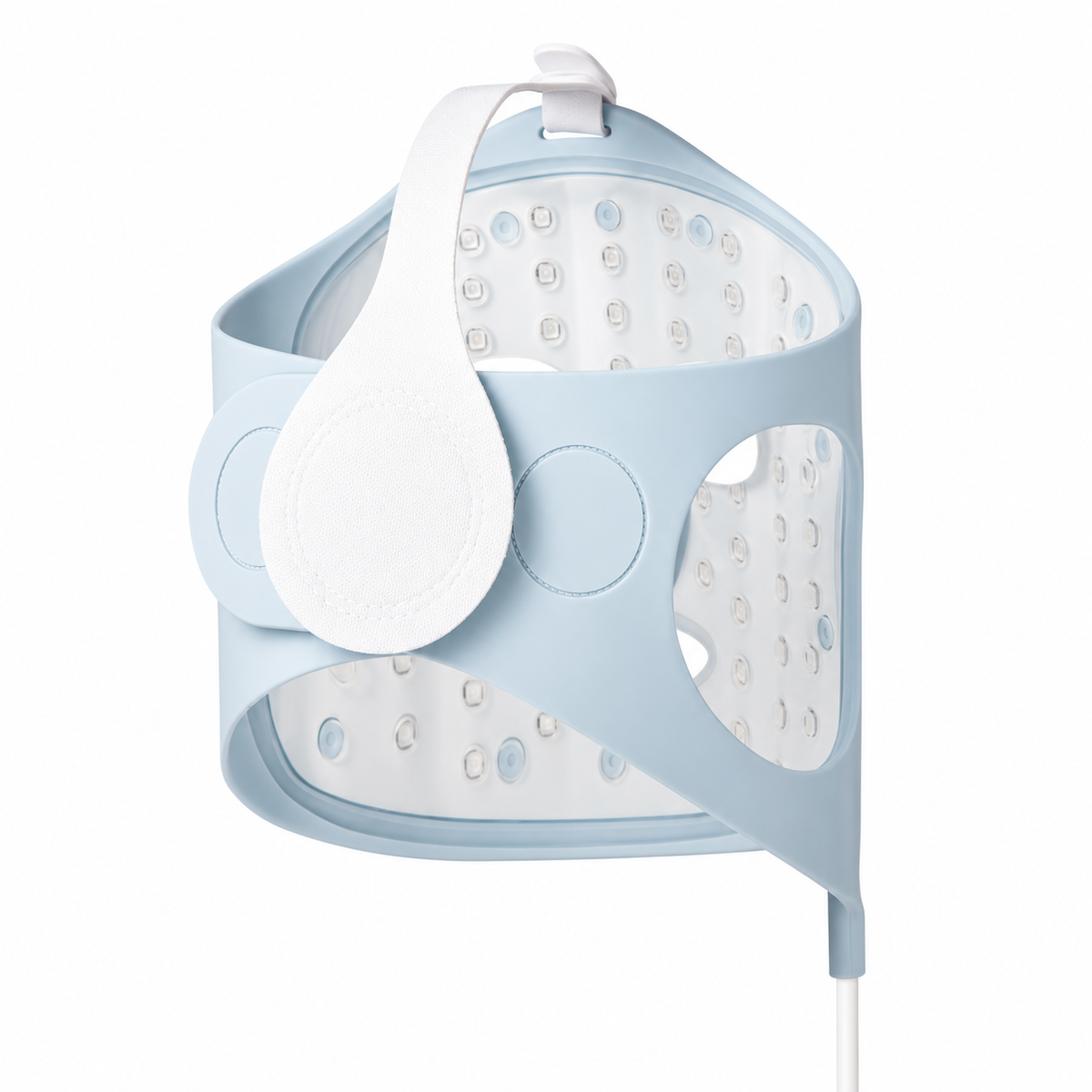 A light blue and white LED neck light therapy device shown on a clean white background.