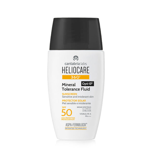 Heliocare sunscreen bottle on a white background