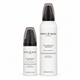 Two white bottles of Percy Reed London Volumising Mousse, one 50ml and one 200ml, with black caps and a subtle lavender accent stripe on the labels, set against a plain white background.